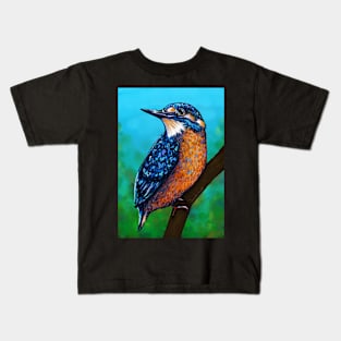 Kingfisher Digital Art Drawing Kids T-Shirt